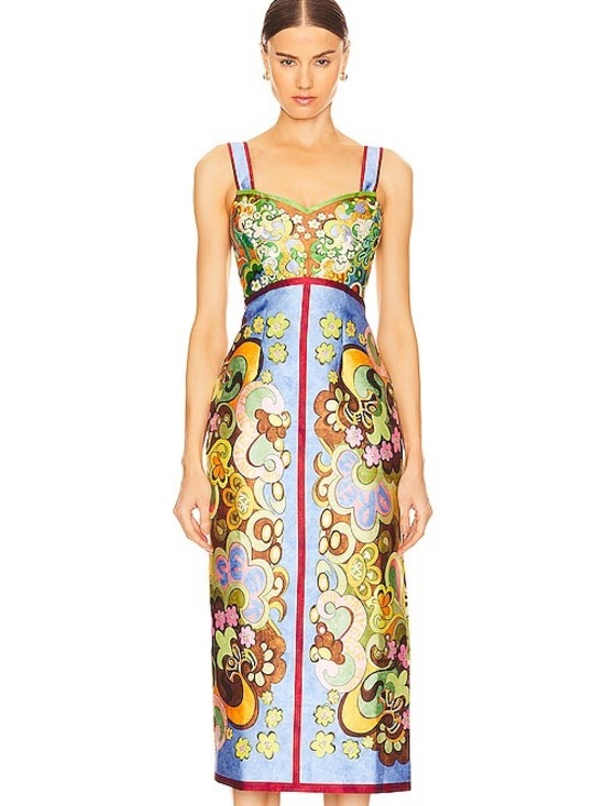Alemais Dresses & Skirts - Alemais Dreamer Corset Multicolor Floral Print Midi Dress